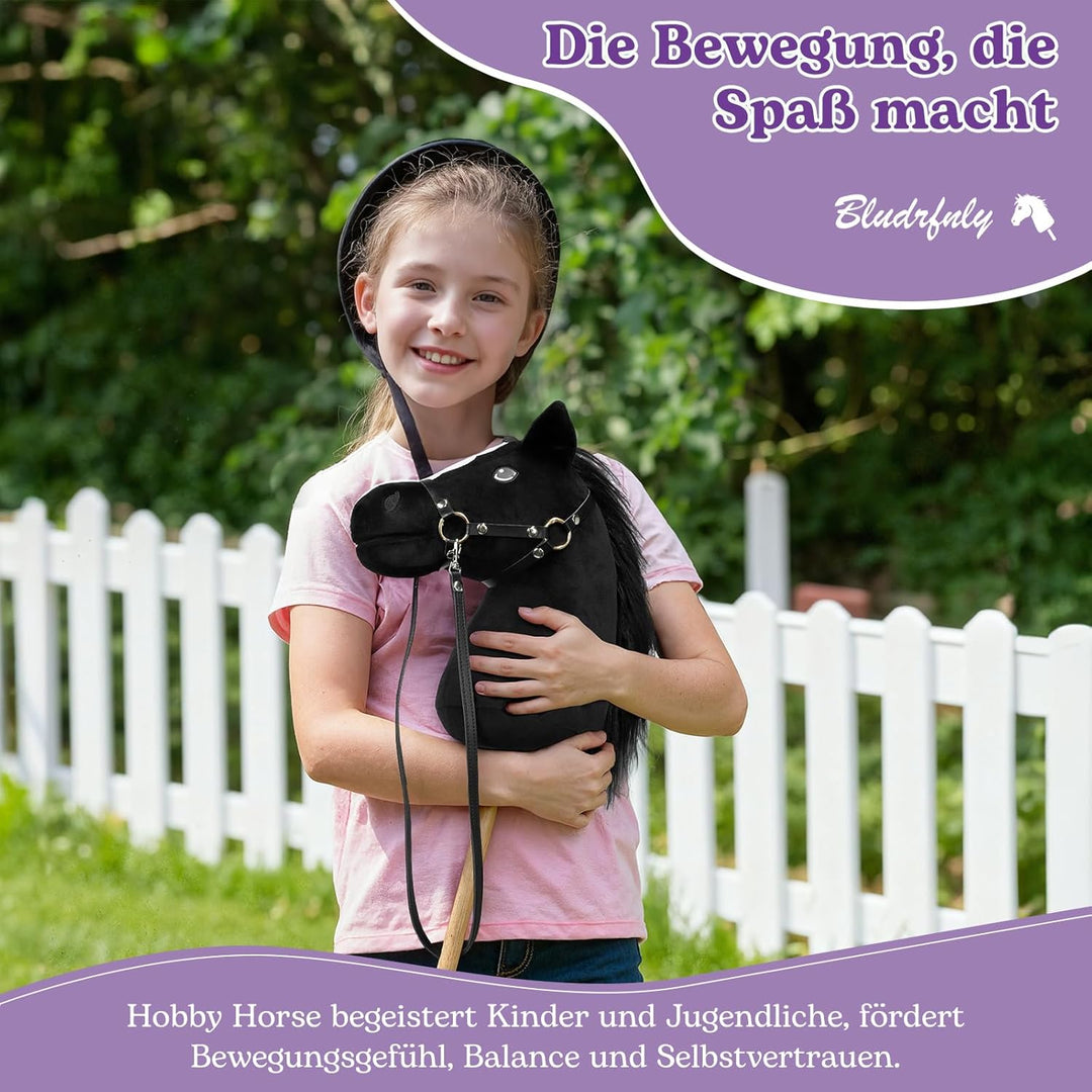 Bludrfnly Hobby Horse - Steckenpferd für Kinder mit Zaumzeug, Abnehmbarer Stab, Stockpferd für Hobby
