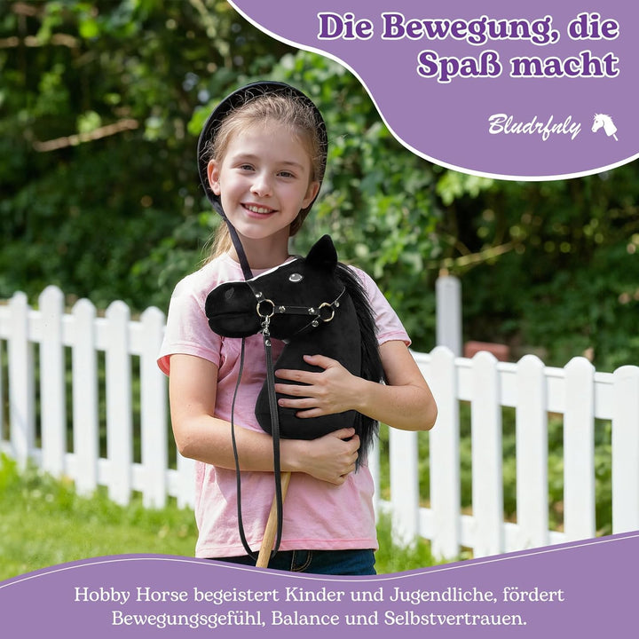 Bludrfnly Hobby Horse - Steckenpferd für Kinder mit Zaumzeug, Abnehmbarer Stab, Stockpferd für Hobby