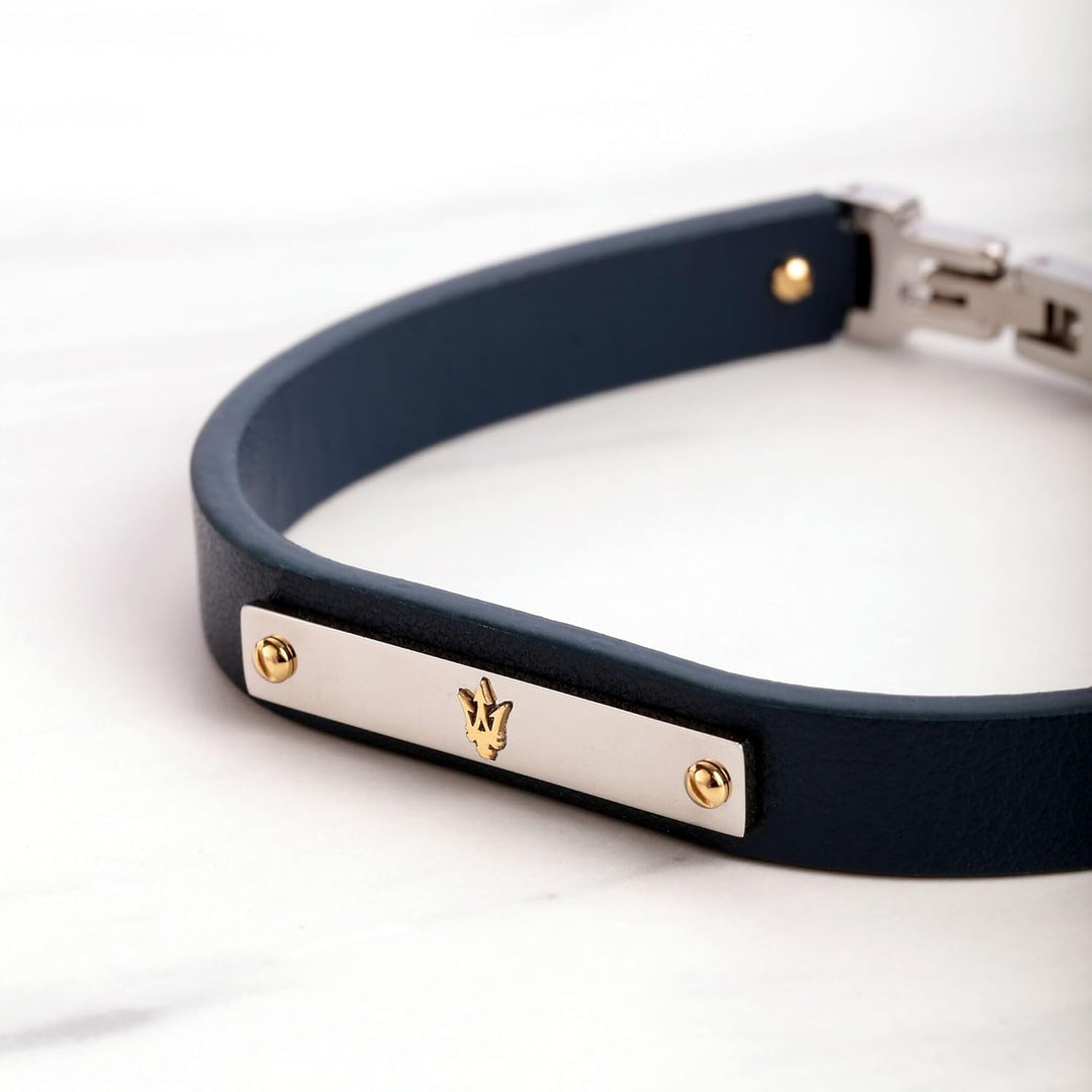 Maserati Jewels Herren Armband aus Stahl, recyceltes Leder, IP YG - JM222AVE06