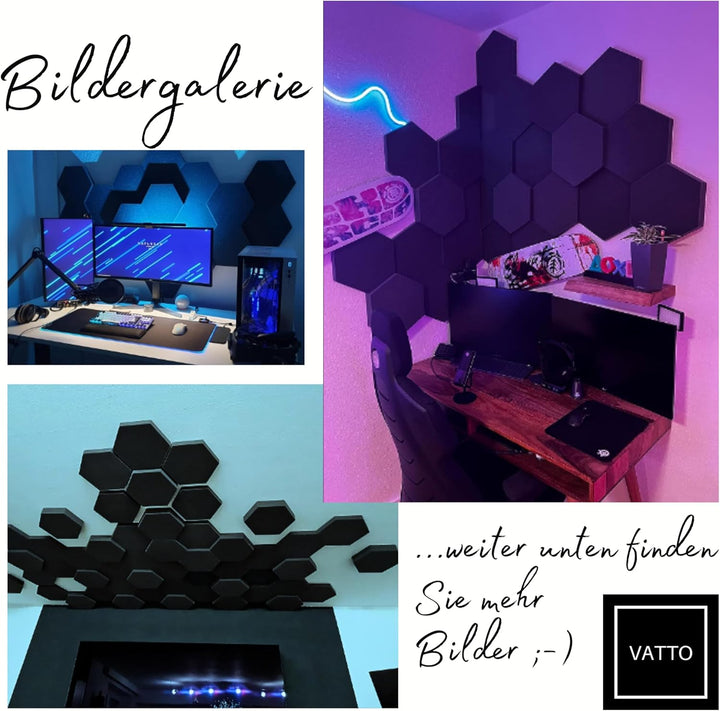 VATTO® Schallabsorber WAND Akustikpaneele - 12x Ø32cm selbstklebende Sound Absorber - Akustikplatten