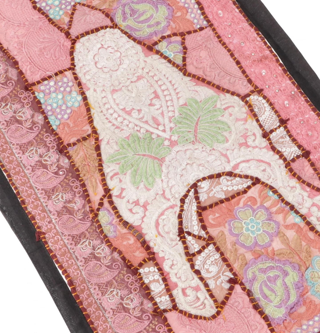 GURU SHOP Orientalischer Tischläufer, Wandbehang, Einzelstück 85x45 cm - Motiv 30, Rosa, Baumwolle,