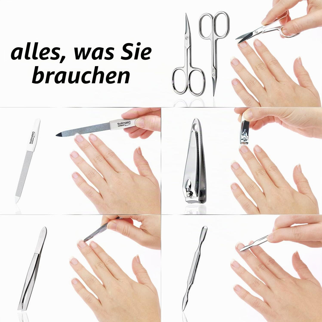 marQus Maniküre Set Herren und Damen 7 Teile mit Nagelzange Solingen Made in Germany für Hand- und F