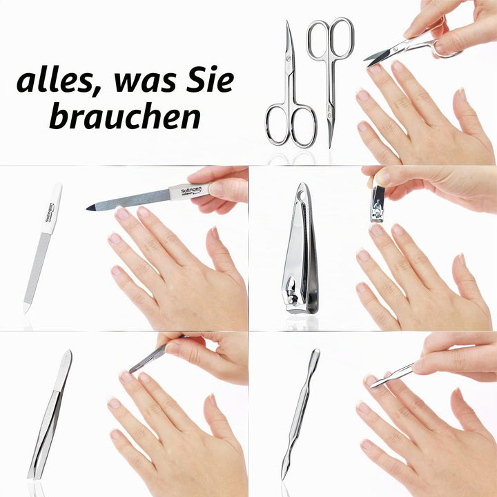 marQus Maniküre Set Herren und Damen 7 Teile mit Nagelzange Solingen Made in Germany für Hand- und F