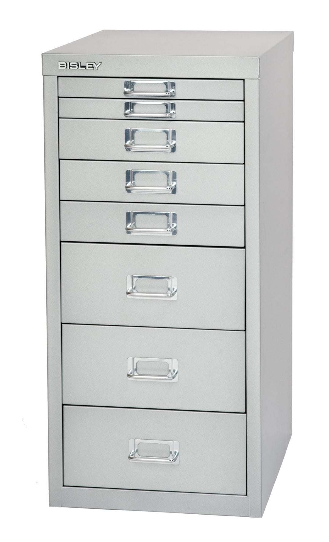 BISLEY MultiDrawer, 29er Serie, DIN A4, 8 Schubladen, Metall, 355 Silber, 38 x 27.9 x 59 cm, 355 Sil