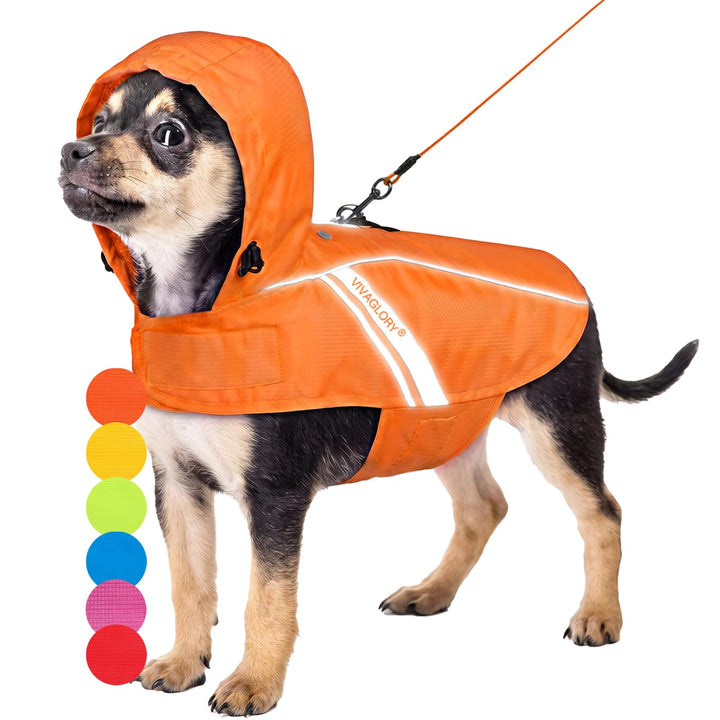 VIVAGLORY Hunderegenmantel für kleine Hunde, leicht an- und ausziehbare Regenbekleidung, reflektiere