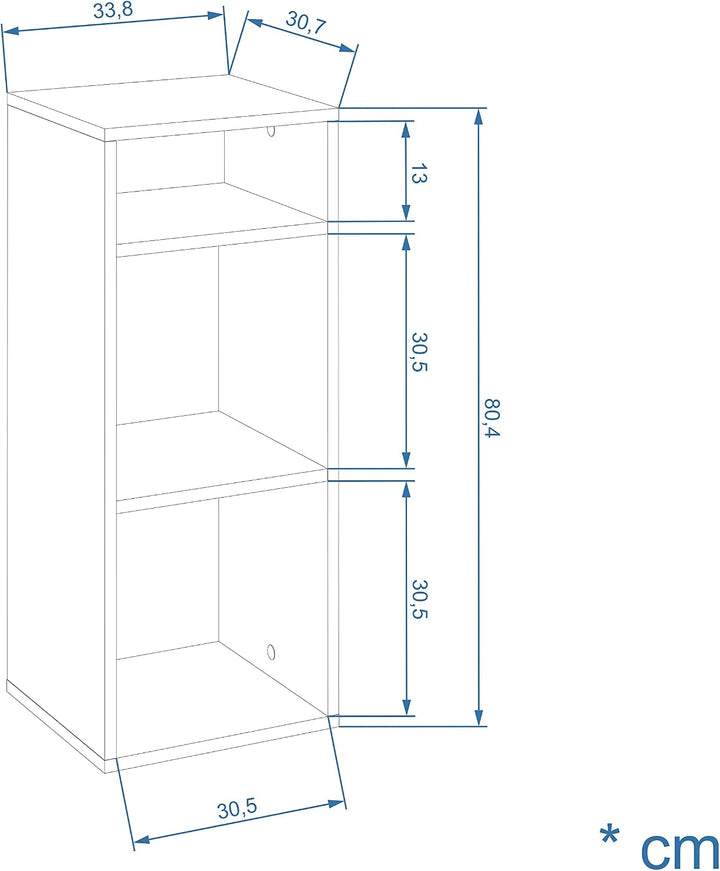 KOMTO Regal Weiss - Bücherregal Klein, Standregal, Würfelregal, Nachtisch, Büroregal 33,8 x 30,7 x 8