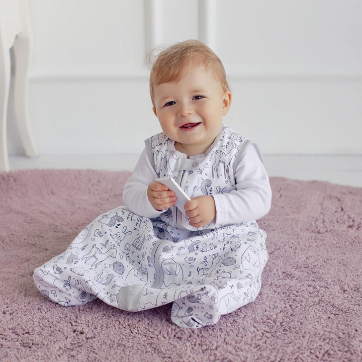 Mama Cheetah Baby Schlafsack mit Ärmeln, 0.5 TOG Bio-Baumwolle Wearable Blanket und Zwei-Wege-Reissv