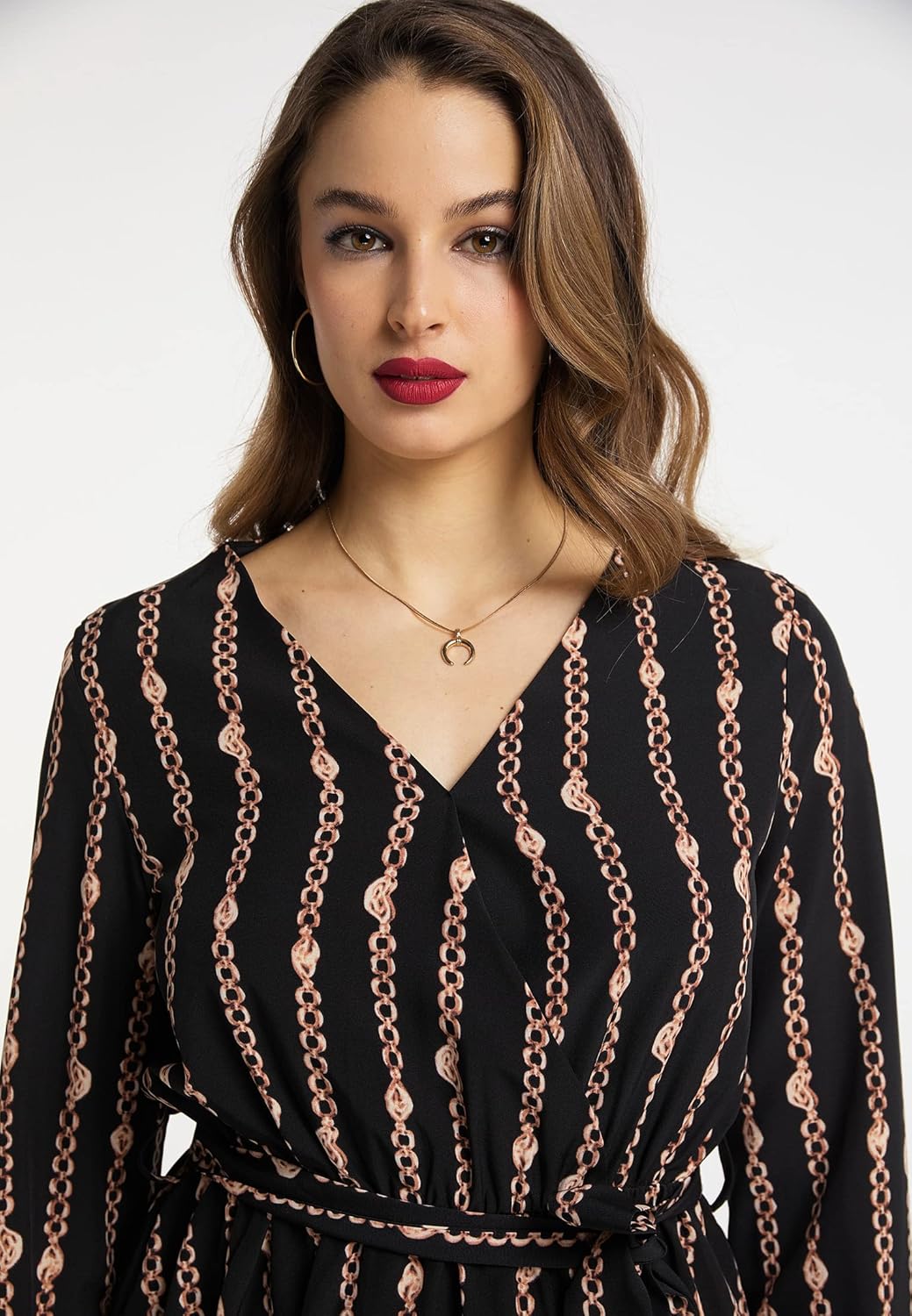 faina Damen Midikleid S Schwarz, S Schwarz