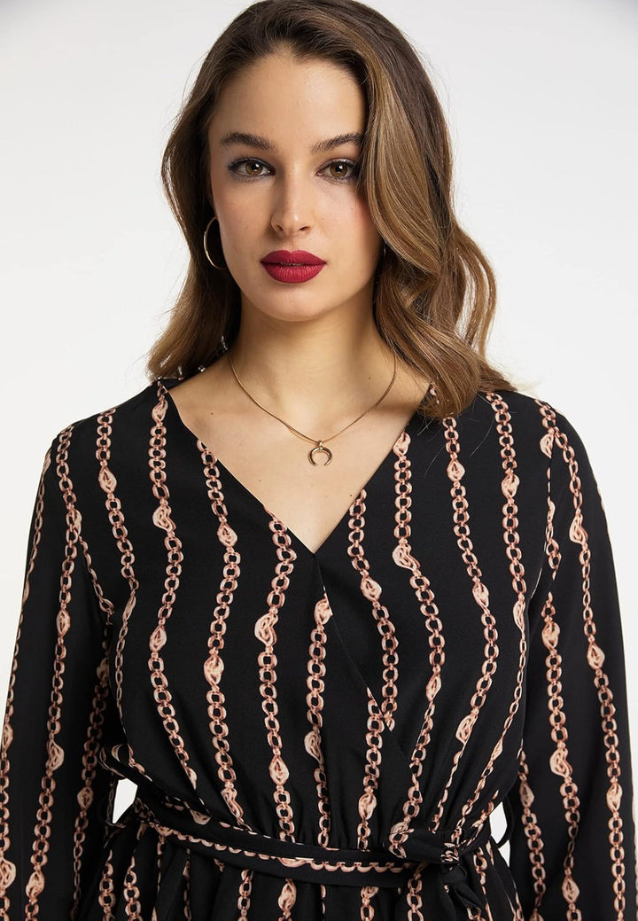 faina Damen Midikleid S Schwarz, S Schwarz