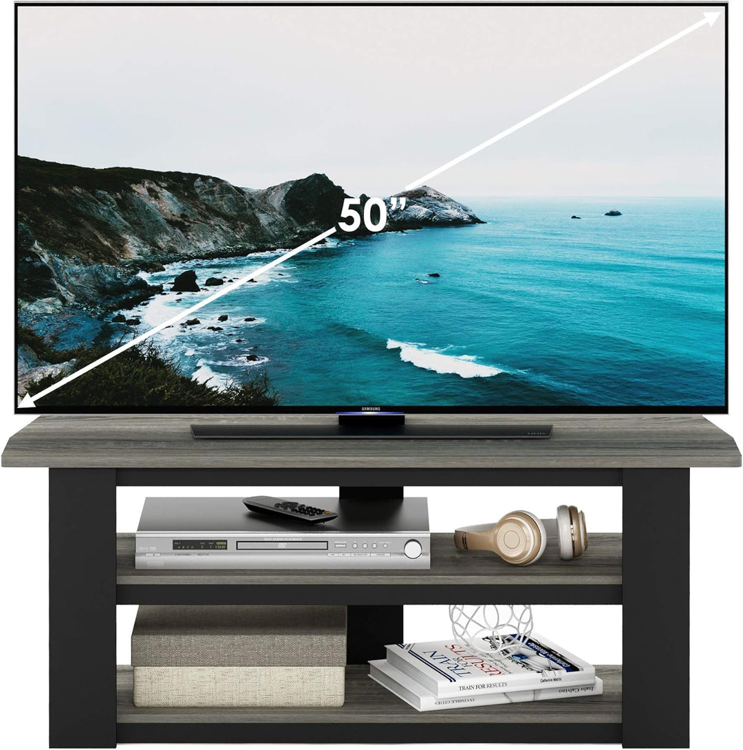 Furinno Parsons TV-Unterhaltungszentrum mit 3 Ebenen, holz, Eiche Grau/Schwarz, 34.04 x 34.04 x 41.9