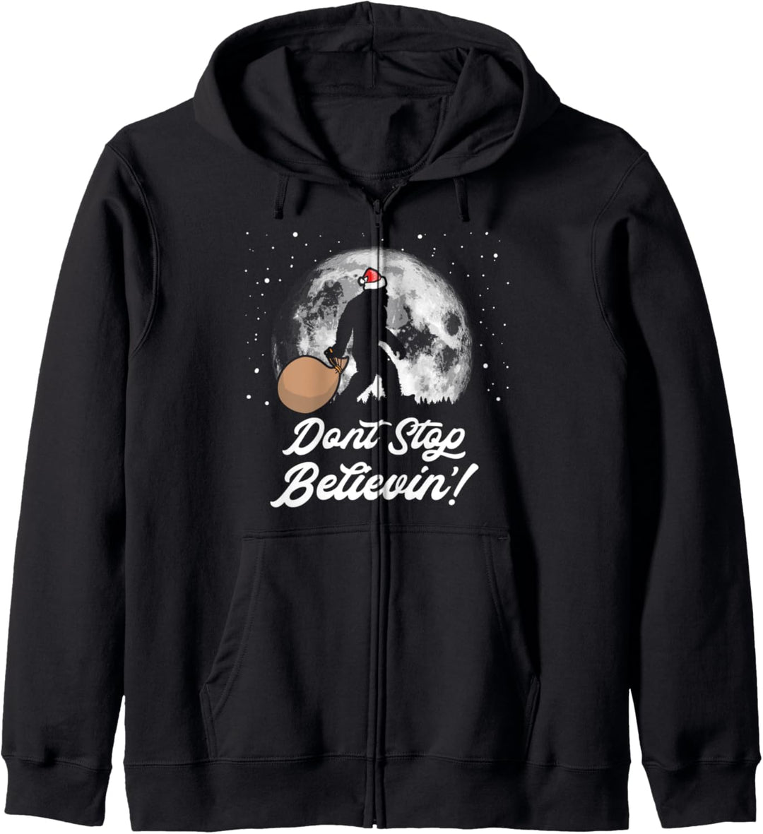 Don't Stop Believin'! Funny Bigfoot Santa Moon Christmas Kapuzenjacke