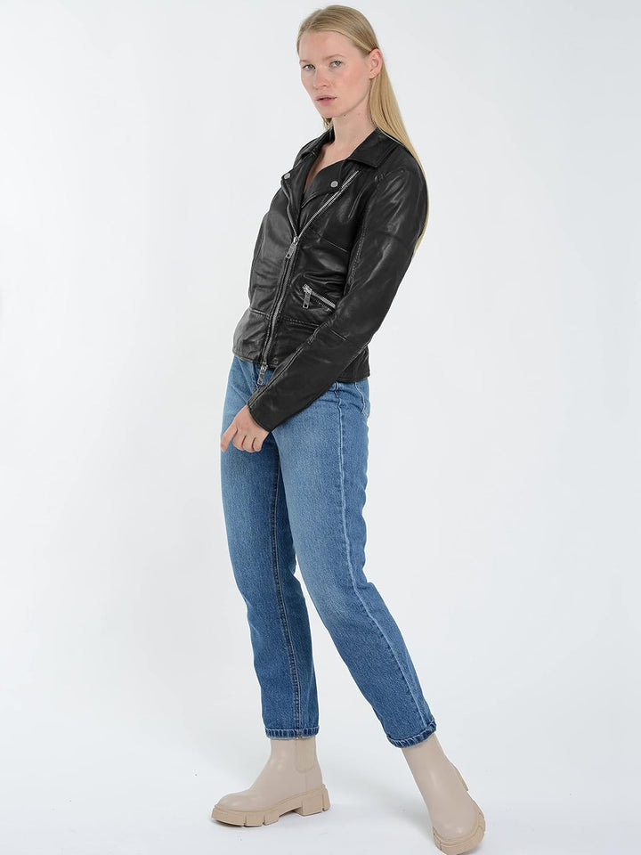 MAZE Damen Lederjacke 4202129 S Schwarz, S Schwarz