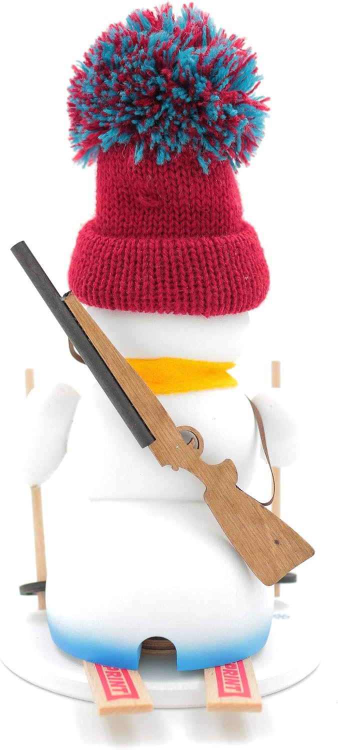 Kuhnert - Erzgebirgische Holzkunst Räuchermann Räucherfigur Schneemann 19cm - Biathlon, Biathlon