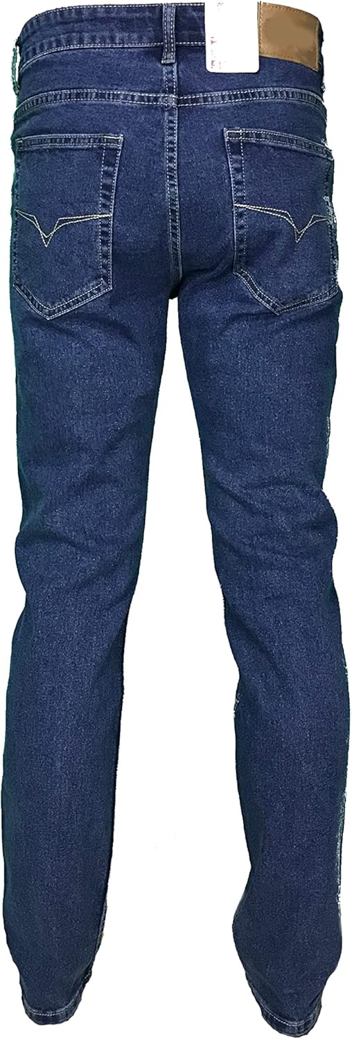 Herren Jeans 5 Taschen Denim Regular Fit Gerades Bein Elastisch Hohe Taille 38 Denim, 38 Denim