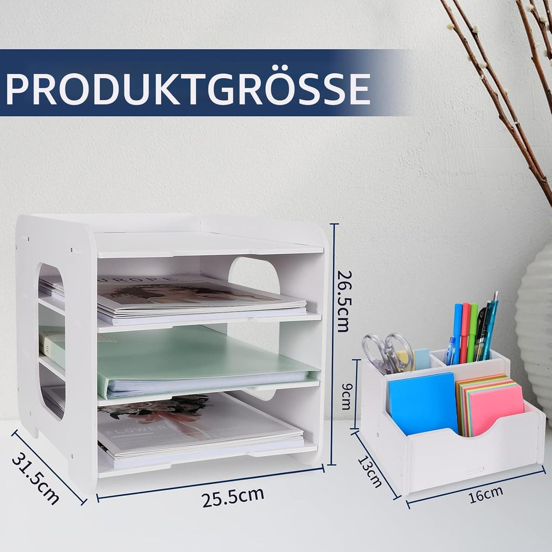 Schreibtisch-Organizer, Briefablage, Dokumentenhalter, A4-Papierablage, für Zuhause, Büro, Schule, 4