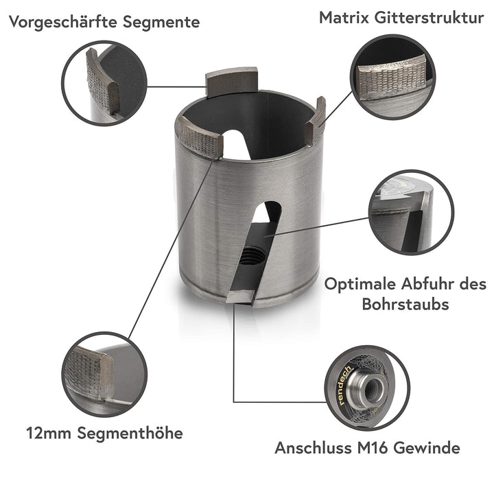 Bohrkrone 68mm für Steckdosen - Diamant Dosenbohrer 68mm Mauerwerk, Beton, Ziegel, KS Stein uvm | re