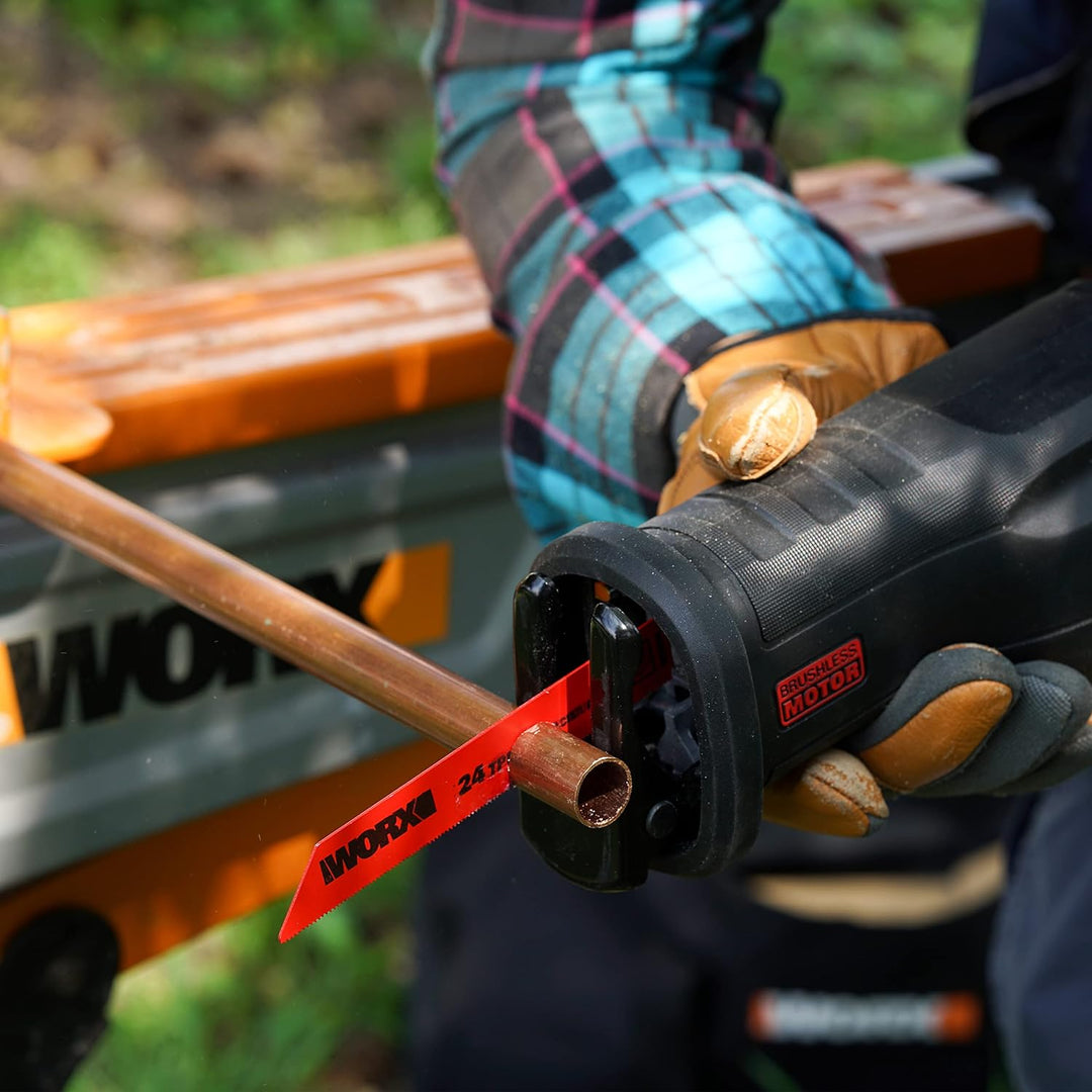 WORX WX516 Akku Säbelsäge 20V, bürstenloser Motor, mit 4000 mAh PowerShare Akku und Ladegerät, Schne