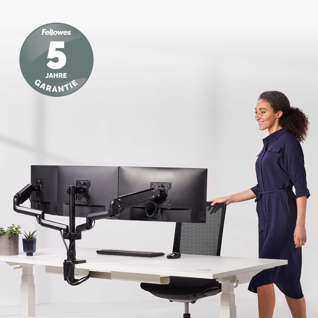 Fellowes Monitor Halterung für 3 Monitore bis je 27 Zoll (68,5 cm) - Platinum Series Monitor Arm mit