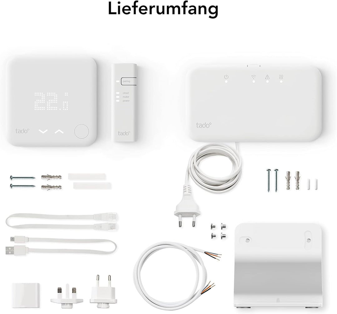 tado° smart home Thermostat (Funk) – Wifi Starter Kit V3+ mit Standfuss – digitale Heizungssteuerung