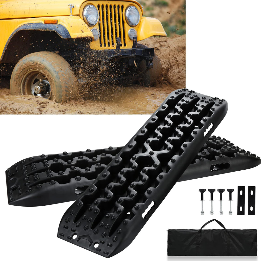 Ansobea Anfahrhilfe Traktionsmatte Offroad,2 Stück Recovery Board Tracks Mats,Traktionsplatten mit A