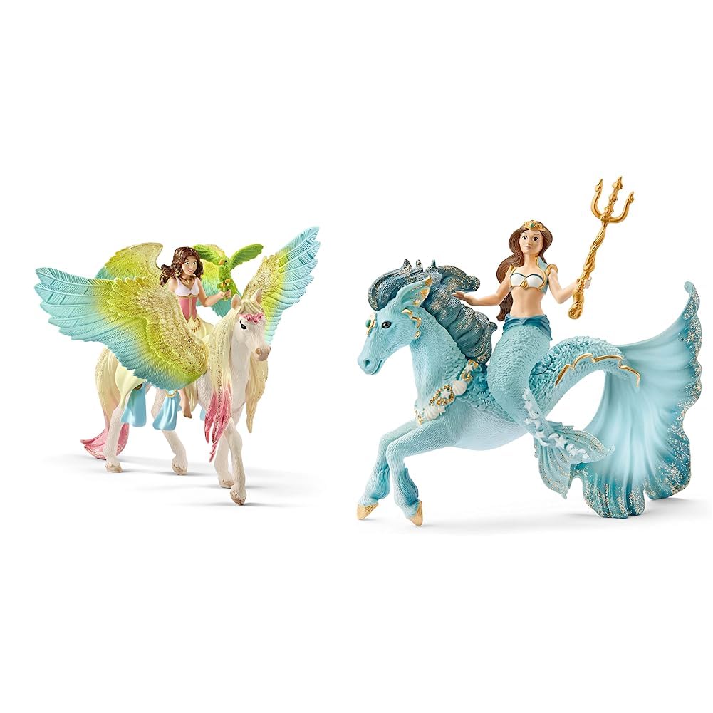 SCHLEICH 70566 Surah mit Glitzer-Pegasus, für Kinder ab 5-12 Jahren, BAYALA - Spielfigur & 70594 Mee