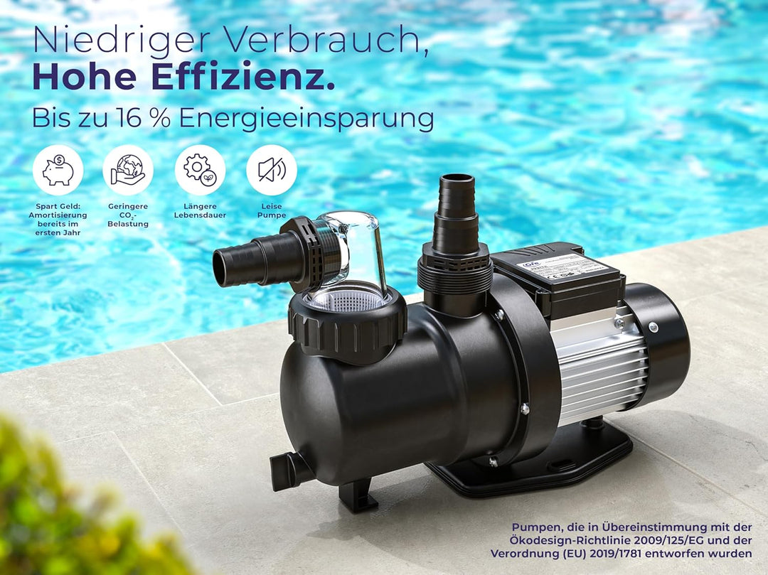 Gre PP032 - Filterpumpe für Pools, 250 W, 7.000 l/h, im Einklang mit der europäischen Ökodesign-Rich