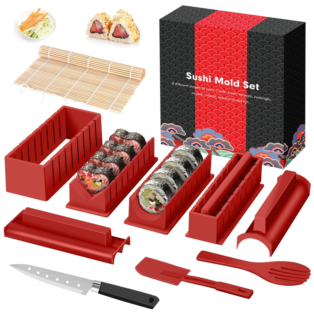 SKYSER Sushi Maker set, 12 Artikel Sushi Maker Kit für Anfänger zum selber machen, mit Sushi Reis Ro