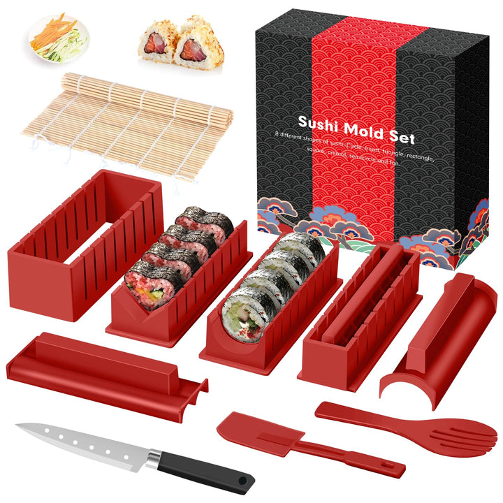 SKYSER Sushi Maker set, 12 Artikel Sushi Maker Kit für Anfänger zum selber machen, mit Sushi Reis Ro