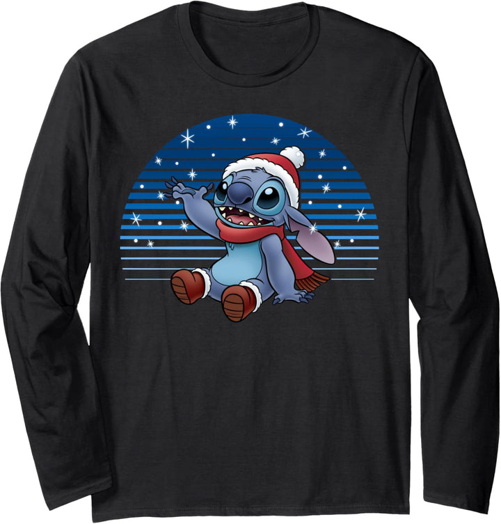 Disney Lilo & Stitch Weihnachten Stitch Snowflake Lines Langarmshirt