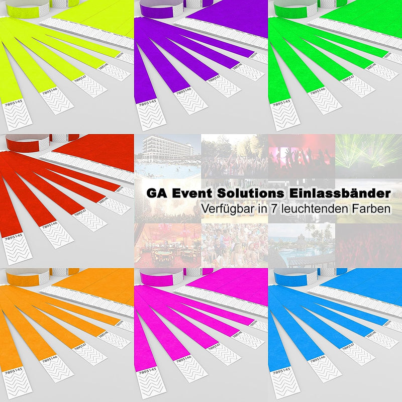 1000 Eintrittsbänder aus Tyvek zum selbst gestalten und bedrucken in Pink von GA Event Solutions - P