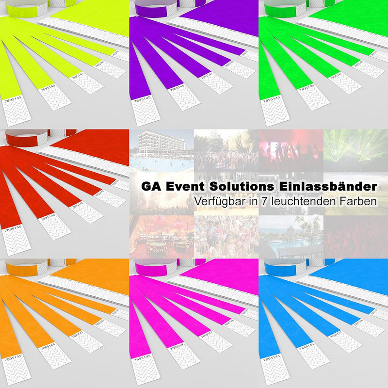 Gelb+Rot Vorteilspack: 2x500 Eintrittsbänder aus Tyvek zum selbst gestalten und bedrucken von GA Eve