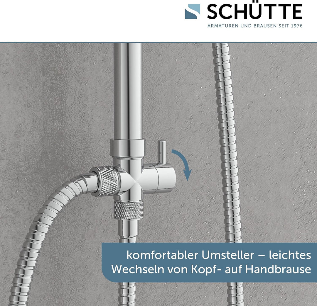 Schütte Tokyo Überkopfbrause-Set, Duschsystem ohne Armatur. Regendusche mit Schlauch, Duschsäule, Ch