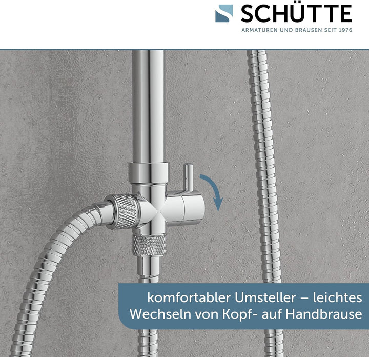 Schütte Tokyo Überkopfbrause-Set, Duschsystem ohne Armatur. Regendusche mit Schlauch, Duschsäule, Ch