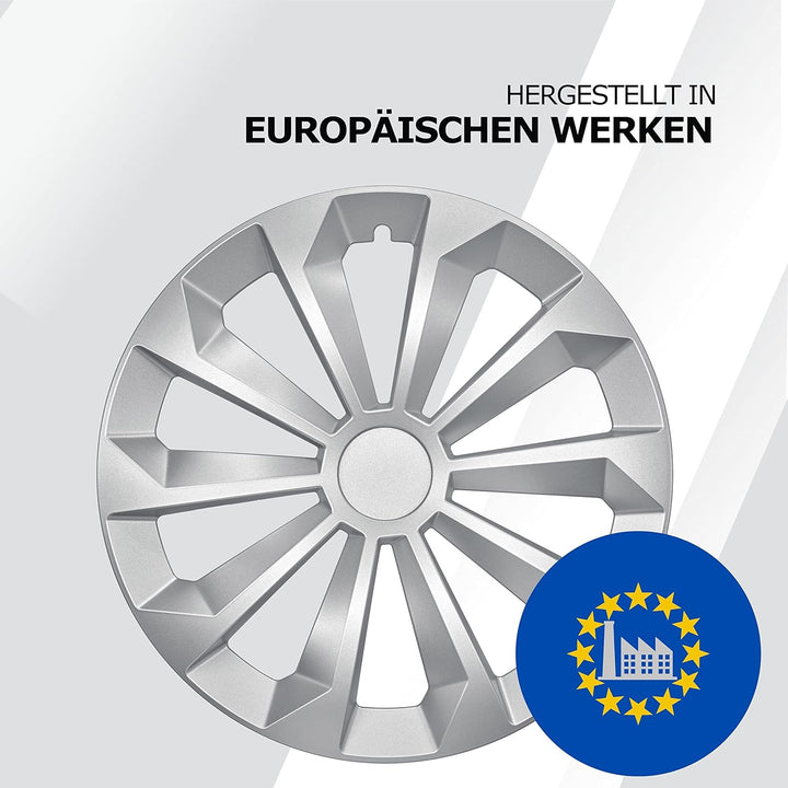 Albrecht 15 Zoll Radkappen Silber matt für Stahlfelgen - Fame Radzierblenden aus hochwertigem Kunsts