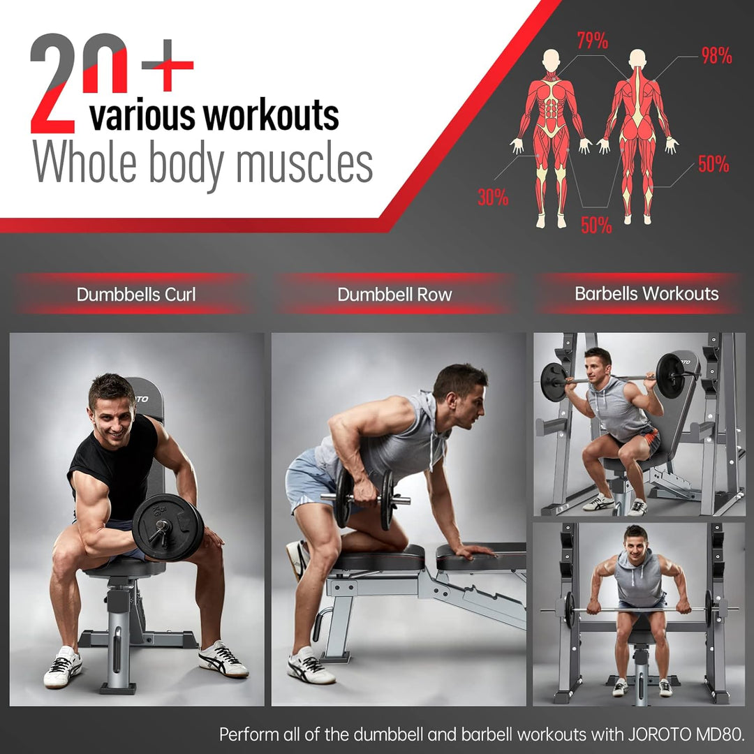 JOROTO Premium Hantelbank | Praktische Fitnessbank, geeignet als Schrägbank & Flachbank Bankdrücken