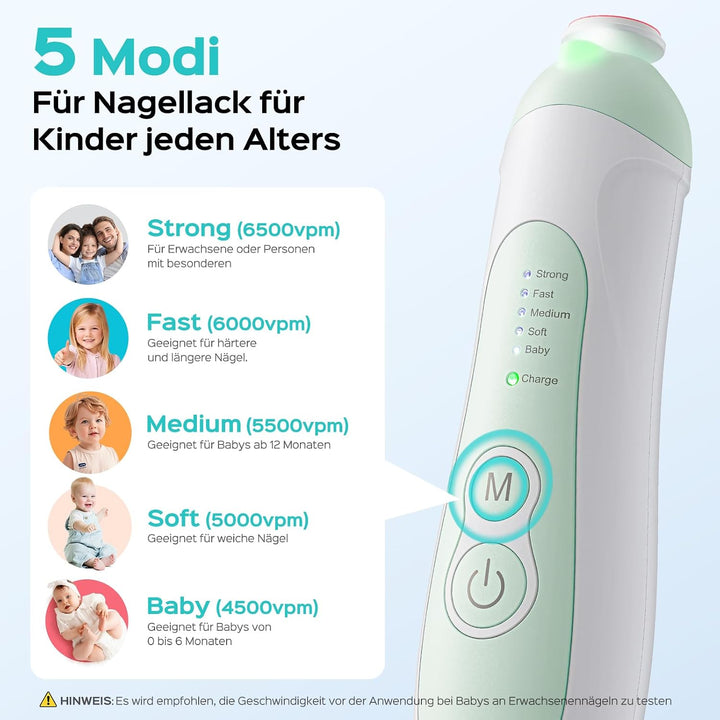 COSLUS Elektrische Nagelfeile Baby Wiederaufladbar: 2026 Electric Baby Nail Trimmer Sanfter 5 Geschw