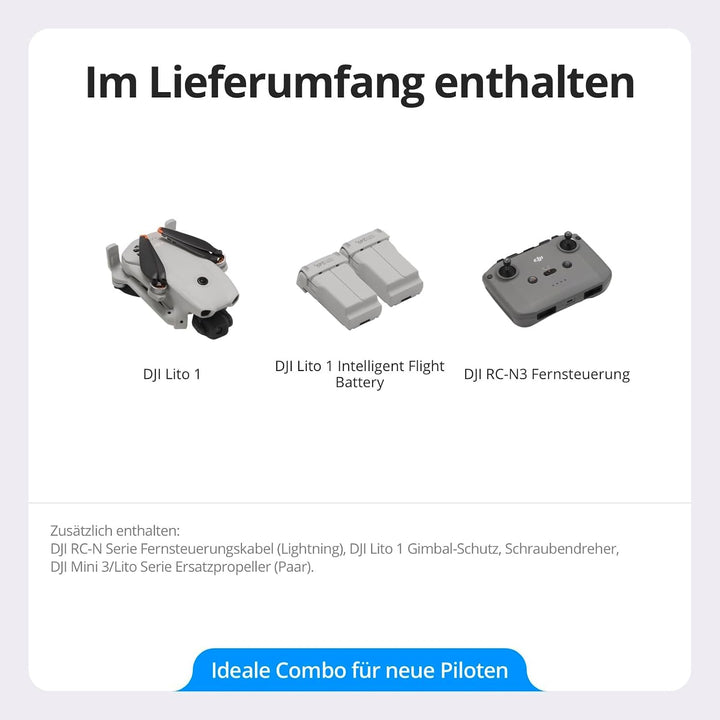 DJI Lito 1 Combo mit 2 Akkus Bundle, Drohne mit 4K Kamera, Hinderniserkennung, ActiveTrack, 4K Video