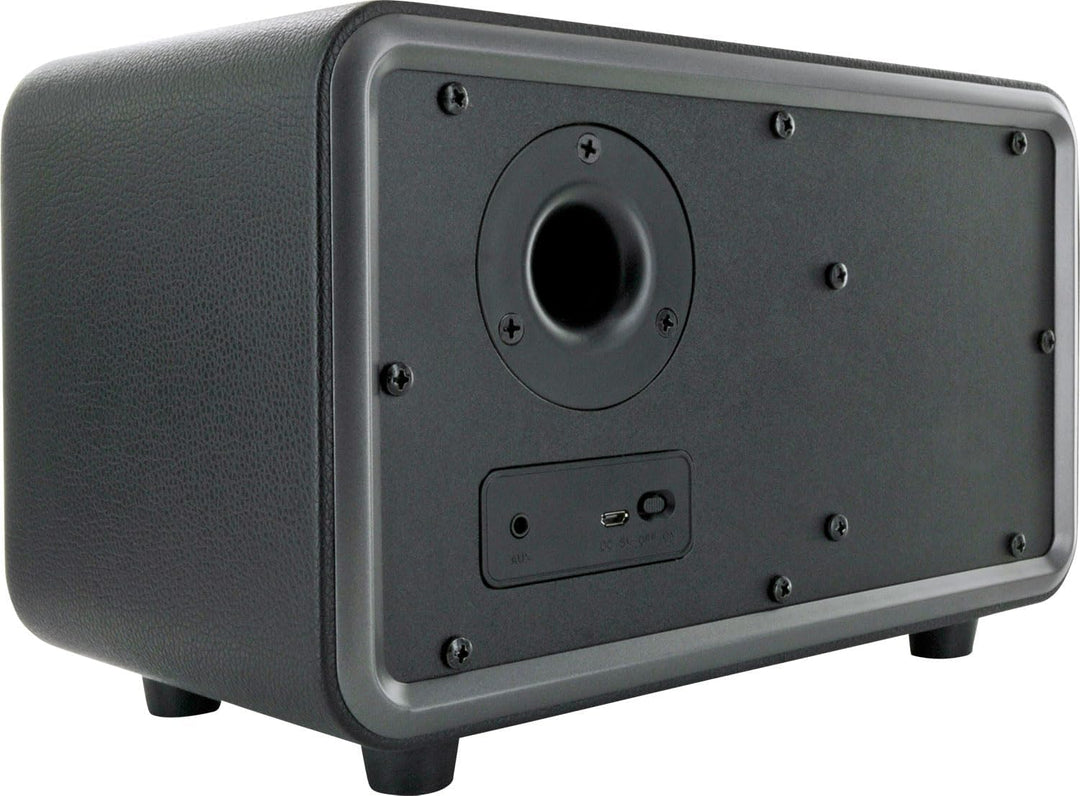 SCHWAIGER 661729 Moderner Retro Bluetooth Lautsprecher Modern-Vintage Speaker Lederoptik Holzgehäuse