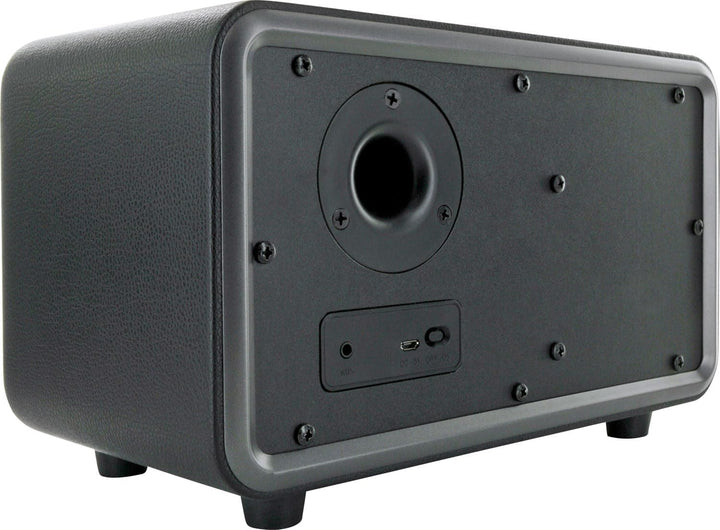 SCHWAIGER 661729 Moderner Retro Bluetooth Lautsprecher Modern-Vintage Speaker Lederoptik Holzgehäuse