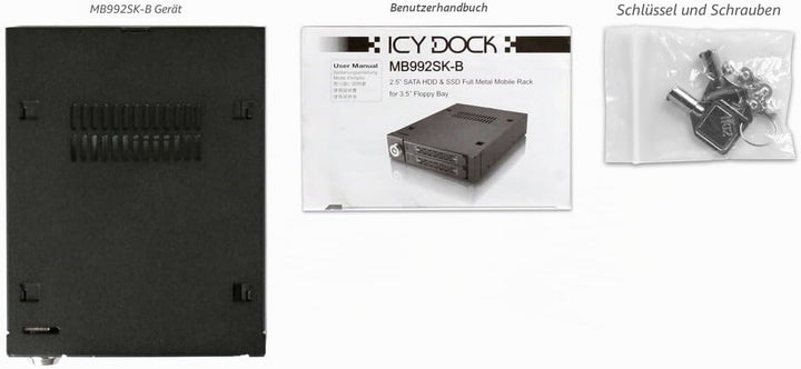 ICY DOCK Wechselrahmen für 2X 2,5 Zoll (6,4cm) SATA SSD/HDD in 1x 3,5 Zoll (8,9cm) - Vollmetall Toug