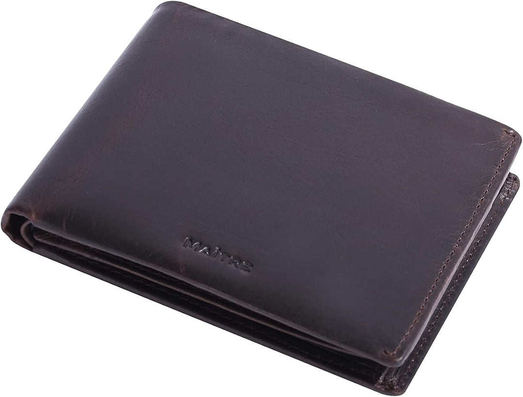 Maitre - birkheim Gandolf Billfold Geldbeutel aus Echtleder, Masse 12x10x1 cm, Dunkelbraun