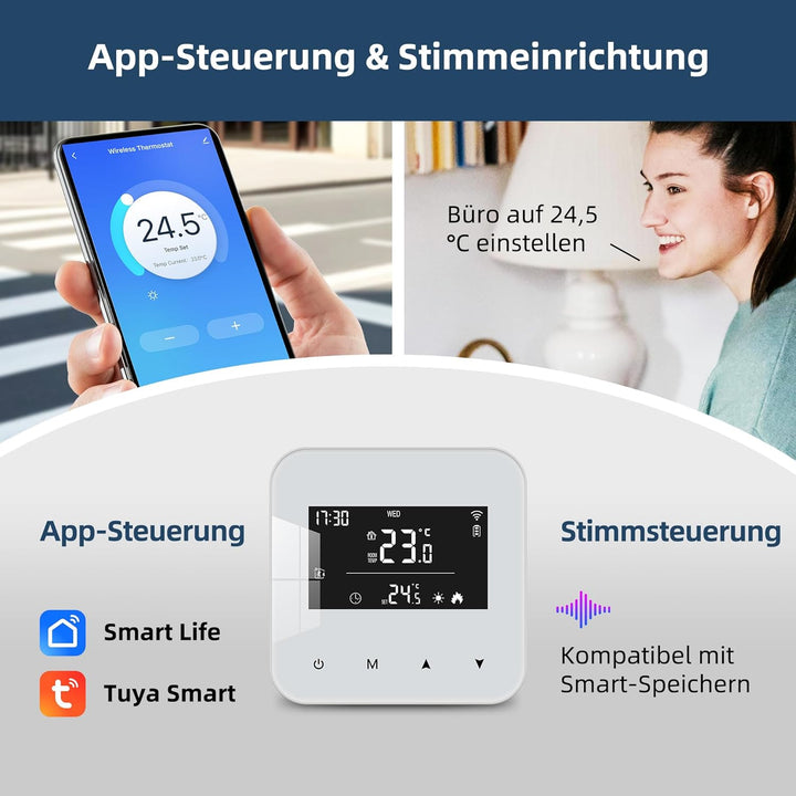 Beok WiFi Thermostat Für Gaskessel, Tuya Smart Raumthermostat Thermostate Heizung Digital LCD-Anzeig