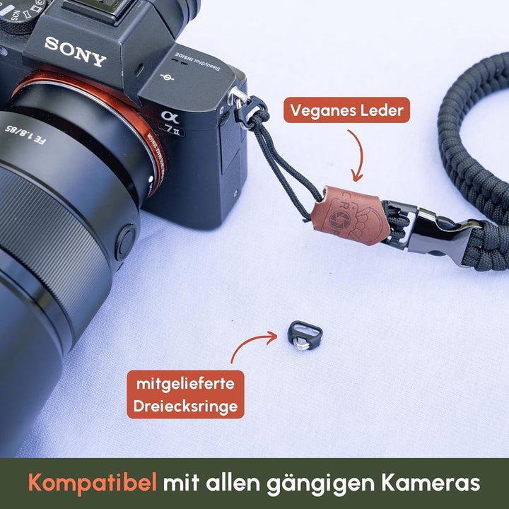 C-Rope Kamera Handschlaufe The Claw aus handgeflochtenem Paracord. Kameragurt mit Schnellverschluss-