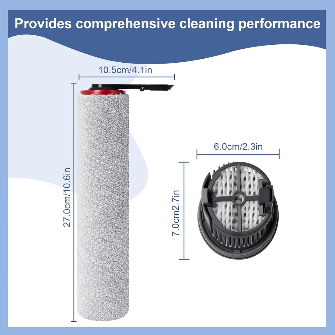 Bürstenrolle Filter Ersatzteile für Mova X4 Pro/X4 Plus Nass Trockensauger Zubehörset，2 Bürstenrolle