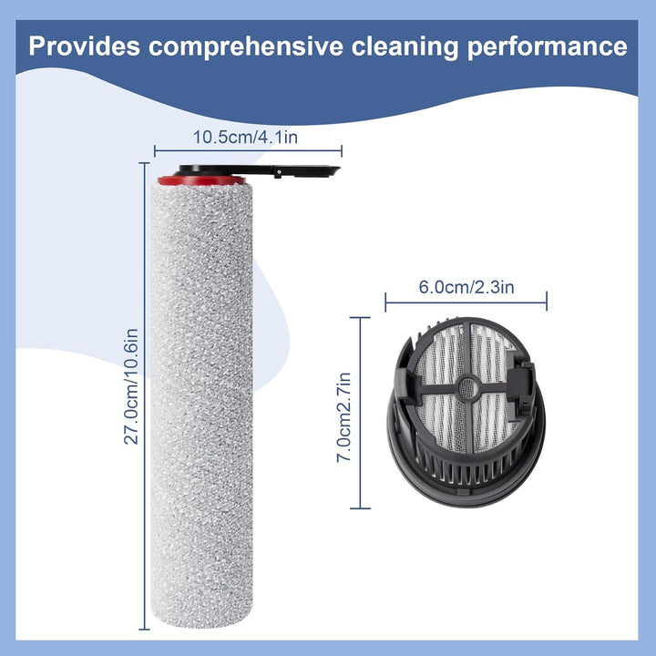 Bürstenrolle Filter Ersatzteile für Mova X4 Pro/X4 Plus Nass Trockensauger Zubehörset，2 Bürstenrolle