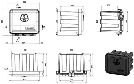 Daken J021 - Daken Just 400-81101, Werkzeugkasten, Stauboxen, Staukasten LKW, Unterflurbox, 400 x 35