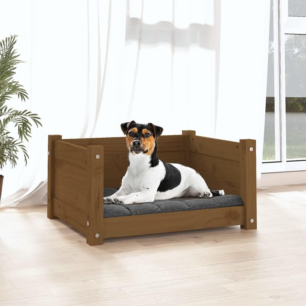 homiuse Hundebett Katzenbett Honigbraun 55,5x45,5x28 cm Massivholz Kiefer Hundekorb Katzenkorb Hunde