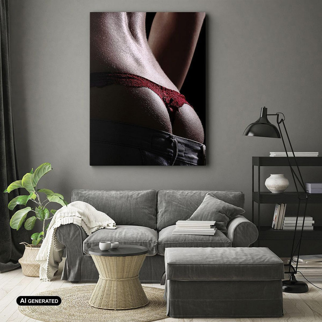 Bilder auf Leinwand Frau Körper String Leinwandbild mit Rahmen 45x80cm Wandbilder Dekoration Wohnzim