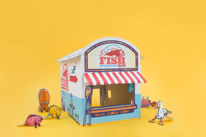 Suck UK Katzenkiosk-Spielhaus | Katzenspielzeug | Katzenhaus aus Pappe | Katzenzubehör | Katzenspiel