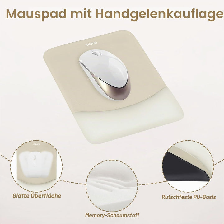 MOSISO Handgelenkstütze für Mauspad&amp;Tastatur Set, Rechteckig Ergonomisch Mauspad Rutschfest Basis Ho